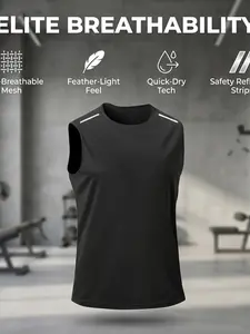 Stay Visible & Comfortable: Reflective Running Tank Top - Sleeveless, Breathable, Lightweight & Quick-Dry for All Your Active Needs (Gym, Running, Sports & Daily Wear)
