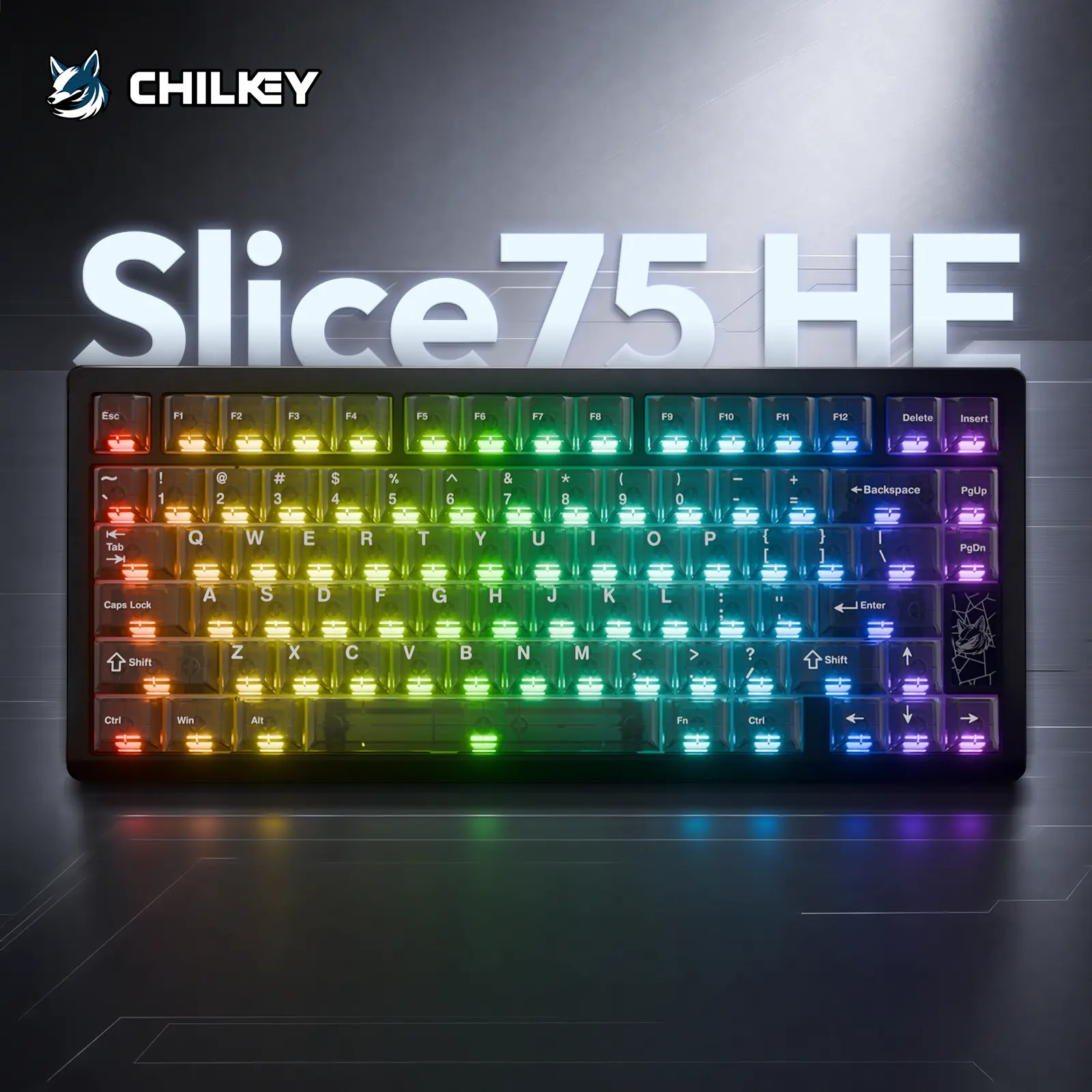 Chilkey Slice75 HE Hall Effect Mechanical Keyboard - Wired USB, Linear Switch, PBT Doubleshot Keycaps, Compact Standard Layout, Gaming PC Keyboard for Office Work Setup, Gaming Pc Keyboards