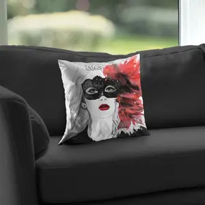 Begin Home Decor C1PT1414HAL4F6 14 x 14 in. Masked Ball Romantic Beauty Poly Twill Throw Pillow - Home Decor