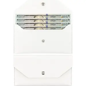 1 count  Saving Binder, White PU Leather  Envelopes  Wallet,   Saving Binder for Wallets with  Envelope Tab Stickers for Bill Planner (White)
