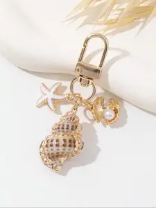 Shell & Starfish & Conch Design Keychain, Fashionable Keychain for Women & Men, Trendy All-match & Exquisite Keychain for Birthday Gift, Charm Keychain