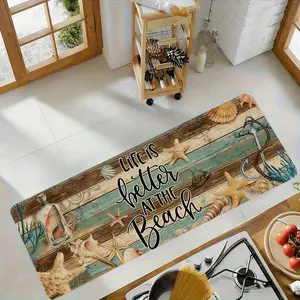 Ocean Theme Decorative Carpet - Starfish, Shell and Anchor Design Kitchen Set Mat, Comfort Standing Mat, Comfort Standing Track Mat, Kitchen Mat, Entrance Bathroom, Home Office, Laundry Area, Spring/Summer Decorations, Holiday Decorations
