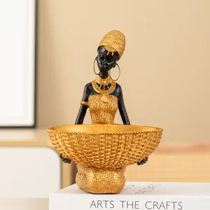 African Tribal Resin Sculpture Craft, Multifunctional Decorative Storage Ornament, Home Decoration for Living Room Bedroom Bookshelf Coffee Corner