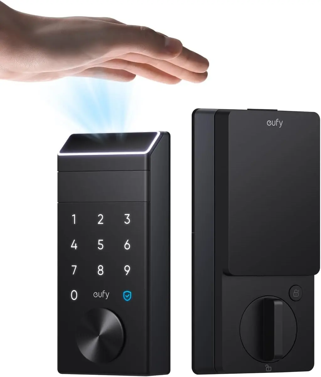 Security Smart Lock with Palm Vein Recognition, Keyless Entry Door Lock for Front Door, Wi-Fi Keypad Deadbolt, ANSI/BHMA Grade 1, Auto Lock, IP65 Waterproof, No Monthly Fee