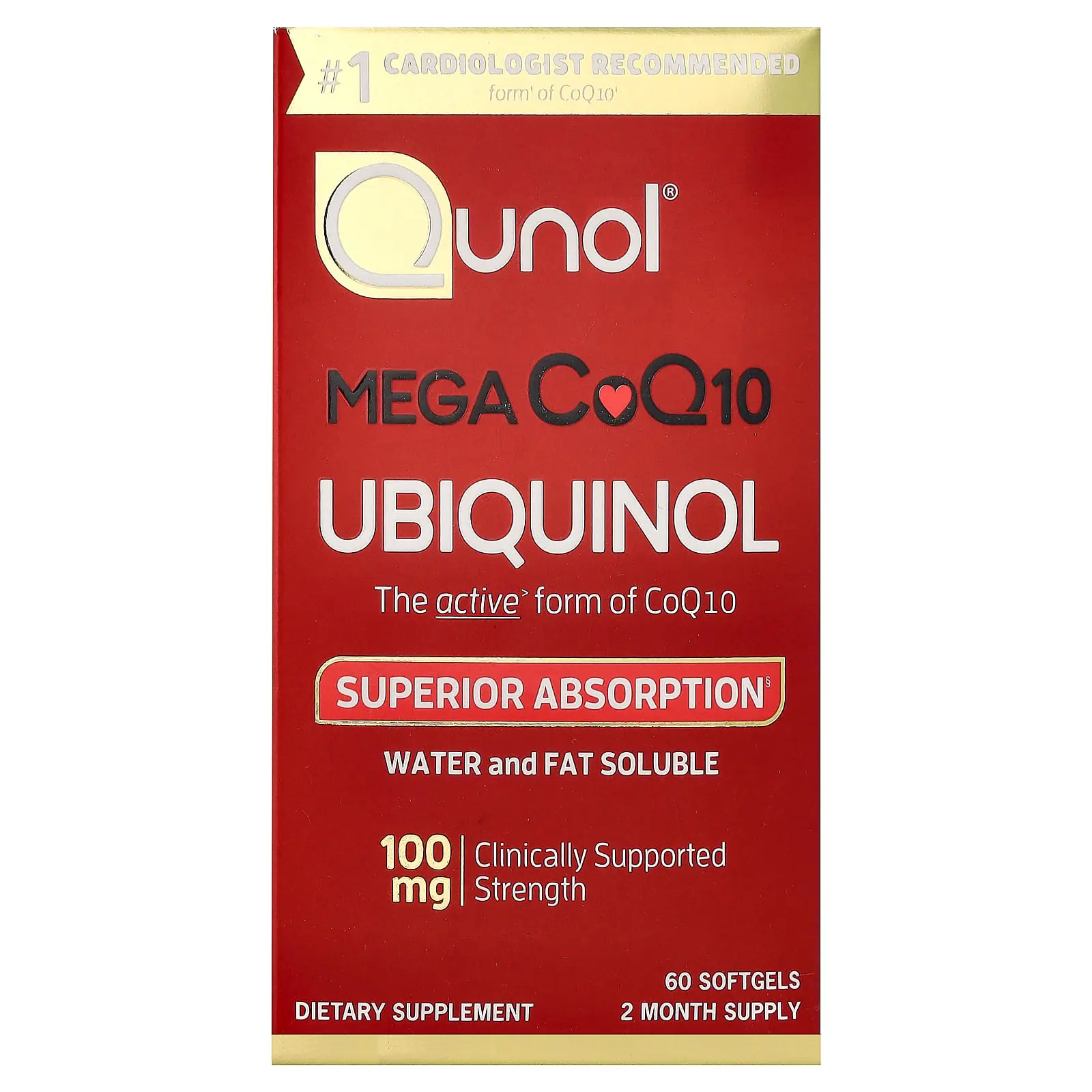 Qunol Mega CoQ10 Ubiquinol, 100 mg, 60 Softgels