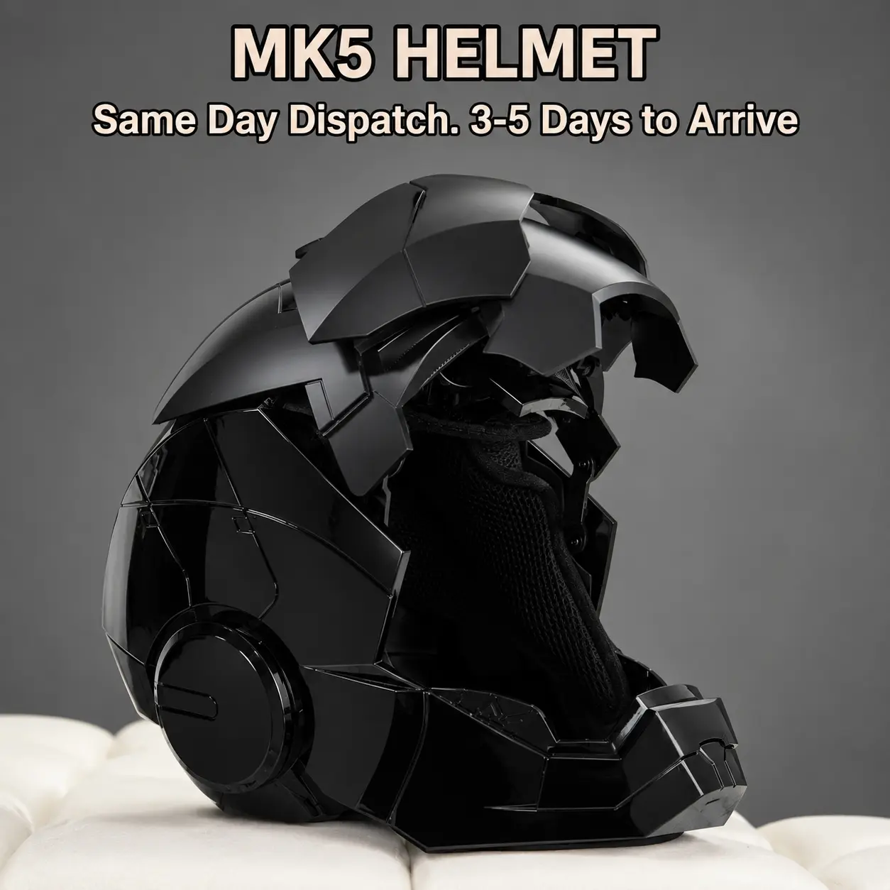 Wearable Helmet - Voice, Touch, and Remote Control with LED Eyes, Realistic Sound Effects, Perfect for Cosplay, Display, and Collectible Figures for Man and TeenSilver
