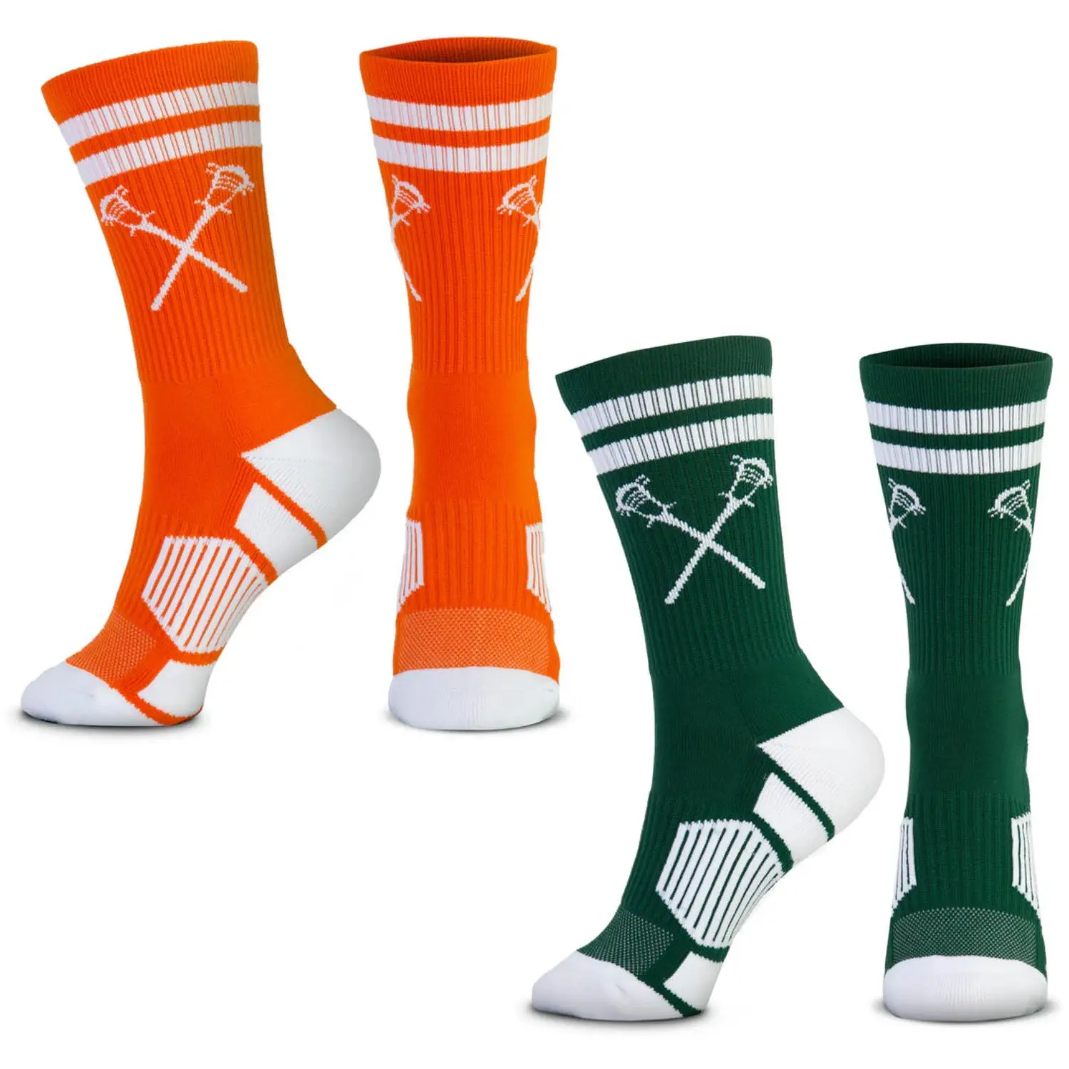 Men's Crossed Sticks Lacrosse Crew Socks, Moisture-Wicking Mid-Calf Athletic Sportswear with Cushioned Arch Support for Menswear & Activewear