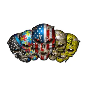 Skull Decal Premium Skull Stickers for Trucks and Cars American Flag Stickers with Red Reflective Eyes Skull Cool and Unique Military Graphic Decals