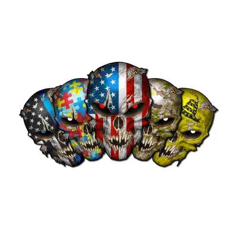 Skull Decal Premium Skull Stickers for Trucks and Cars American Flag Stickers with Red Reflective Eyes Skull Cool and Unique Military Graphic Decals