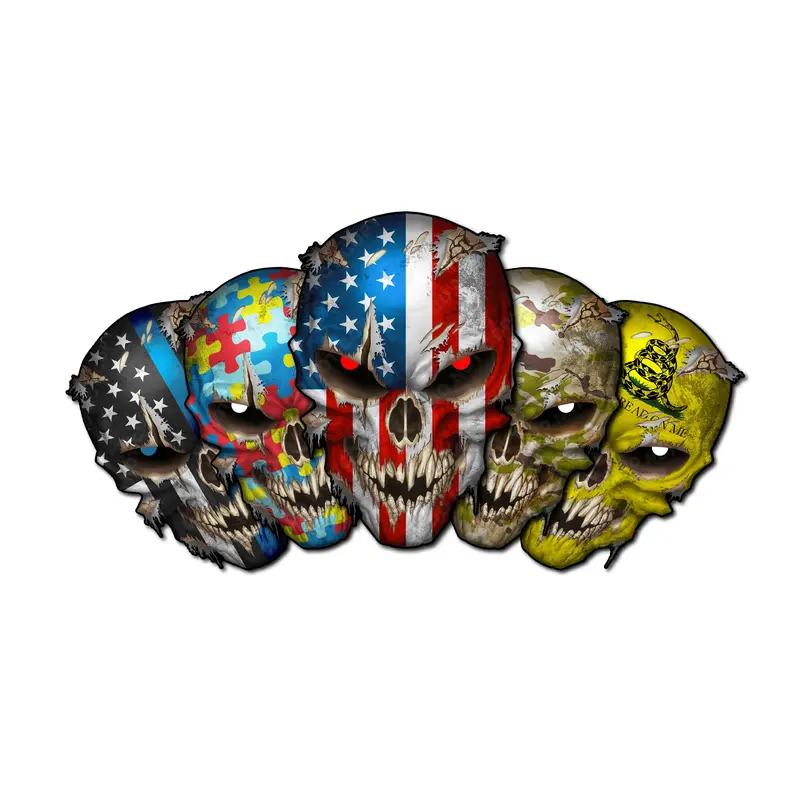 Skull Decal Premium Skull Stickers for Trucks and Cars American Flag Stickers with Red Reflective Eyes Skull Cool and Unique Military Graphic Decals