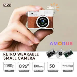 Mini Camera 0.96in Screen 1080P HD Outdoor Sports Portable Video Recorder Necklace Pendant Retro Digital Camera with 32GB Card