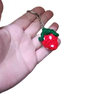 Strawberry Crocheted Keychain