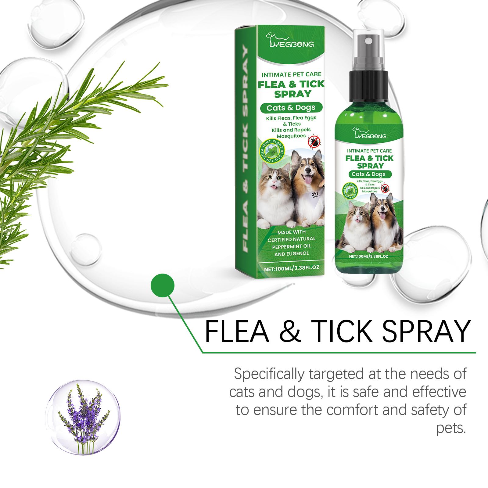2PCS Yegbong Pet Insect Repellent Spray Gentle Daily Cleansing Care for Dog Cat Fur & Skin