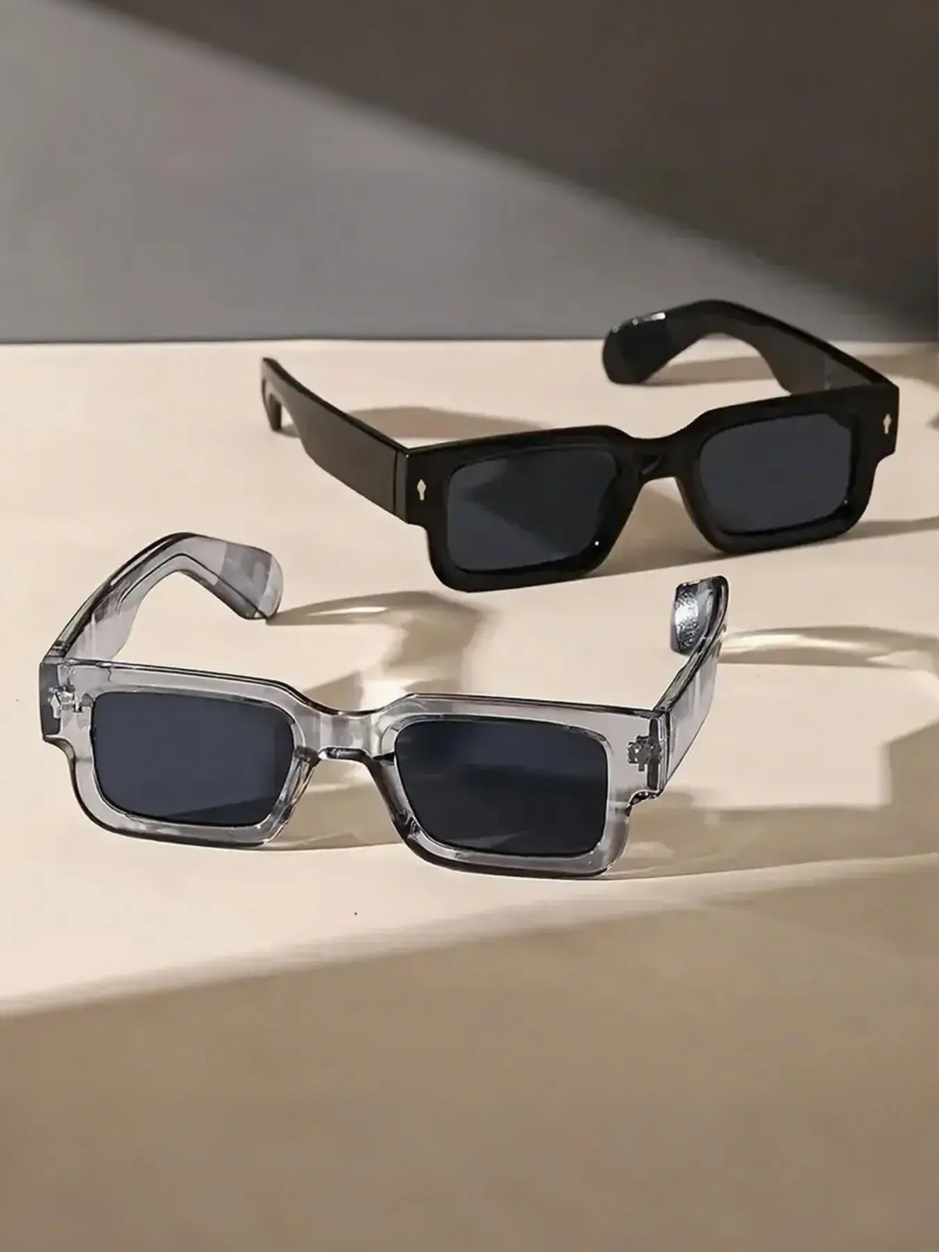 Vintage Square Fashion Glasses for Men & Women, Thick Frame Anti-Glare Sunshade Curtains, Party Beach Travel Stylish Eyewear