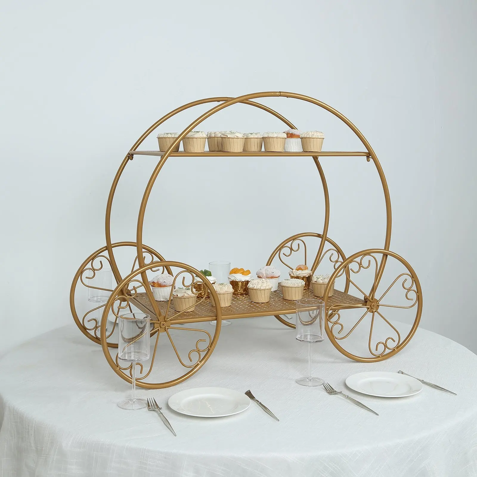 Gold 2-Tier Metal Cake Stand - 28" Decor Centerpiece for Party Cakes, Pastries & Party Favors, Cake Stands For Party