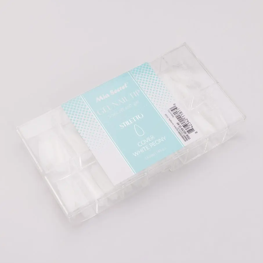 Mia Secret Soak-Off Soft Gel Nail Tip Covers, White Peony Design, Medium Size, Multi-Shape, 504-Piece Bulk Multi-Pack, Long-Lasting Nail Art Decoration & Accessories