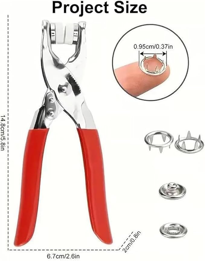 100 Sets Metal Snaps Buttons with Fastener Pliers Press Tool Kit Perfect for DIY Crafts Clothes Hats and Sewing, Snap Button Fasteners Kit for Clothing Sewing