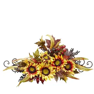 Sunflower Swag with Metal Frame by Nearly Natural