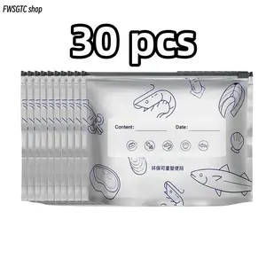 30-Pack Reusable Aluminum Foil Food Storage Bags, Heavy-Duty Leakproof Airtight Zipper Pouches, Tear-Resistant Resealable Bags for Meat, Veggies, Snacks & Kitchen Food Leftover Storage