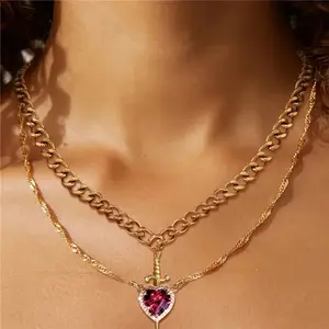 One Arrow through the Heart Couple's Pendant Suit Valentine's Day Gift Necklace