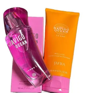 Jafra Navigo ocean femme 1.7 fl oz eau de toilette with lotion 6.7 fl oz women’s glass bottle and box