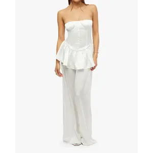 Strapless Corset Peplum Maxi Dress