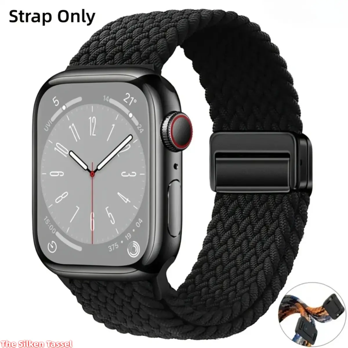 Magnetic Nylon Watch Band — Braided, Elastic, and Adjustable Wristband; Soft and Breathable; Compatible with Apple Watch 38–49mm Models (Series 1–11, SE, Ultra / Ultra 2) — Band Only; Unisex tiktokshopbacktoschool
