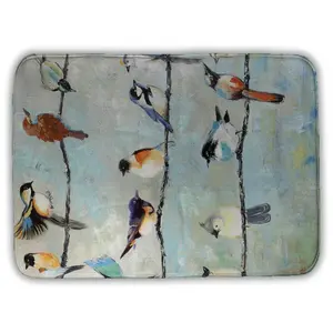 360 stand Cozy Absorbent Rectangle Small Bath Mat - 17x24 in, Colorful Birds Design, Quick Dry, Splash-Resistant, Modern Home Decor Accessory, Gift