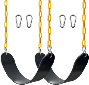 [Summervibes] Mother's Day Gifts 2PCS Swings Seats Heavy Duty with 66" Chain, Playground Swing Set Accessories Replacement with Snap Hooks, Support 250lb (2, Black)Mother's Day Gifts