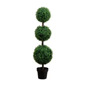Nearly Natural 5' Faux Triple Ball Boxwood with Starter Pot