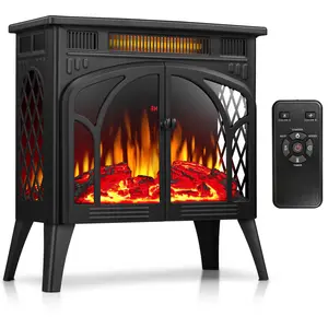 Electactic Electric Fireplace Stove Heater, 3D Infrared Fireplace, 5100BTU MAX 1500W, All-Metal Design, Adjustable Brightness, Portable, Overheating Protection,Remote,Timer,ETL Certified heaters