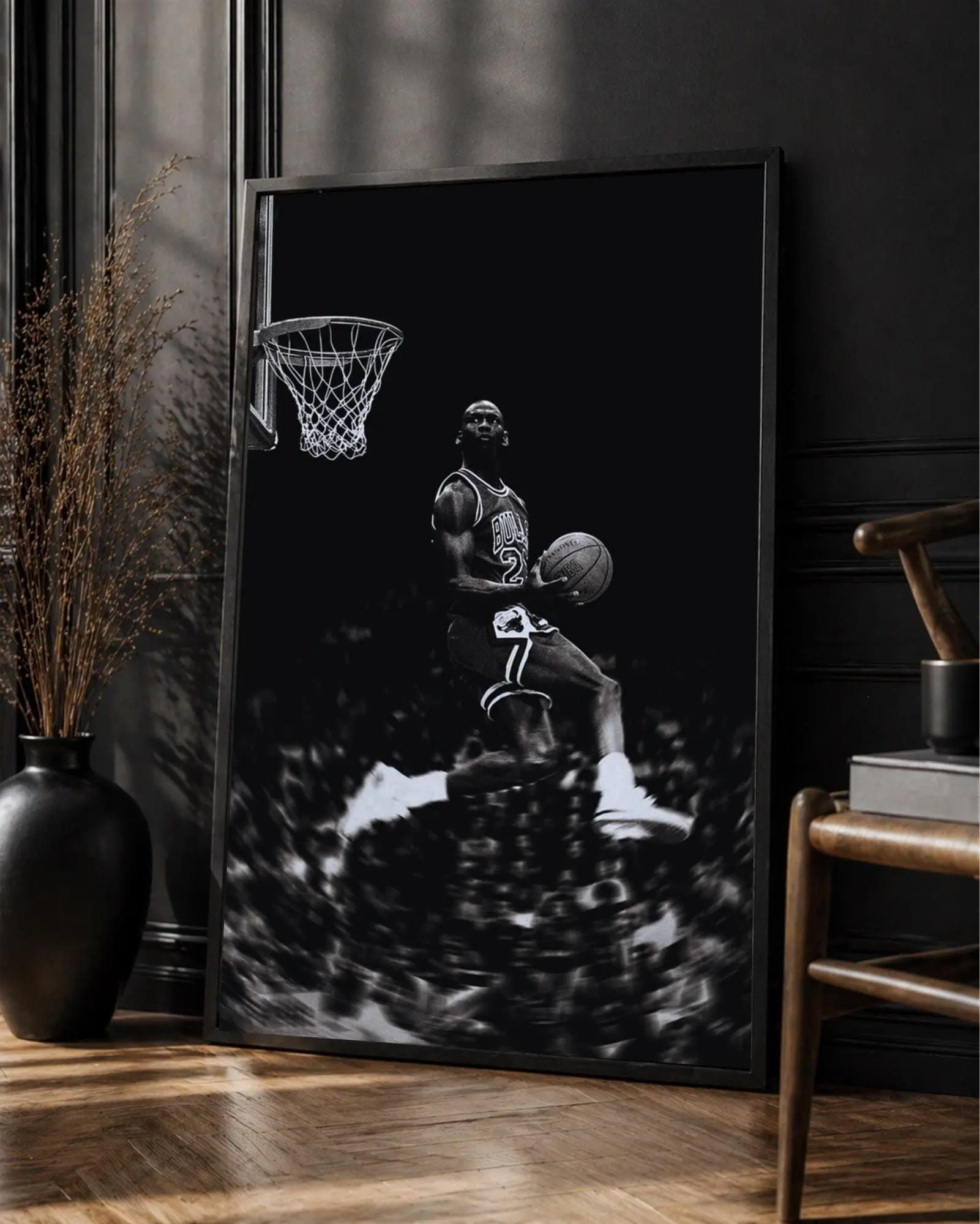 [Sale Off To 40%] [UNFRAMED] Michael Jordan Dunk Poster, Black and White Basketball Motivation Wall Art