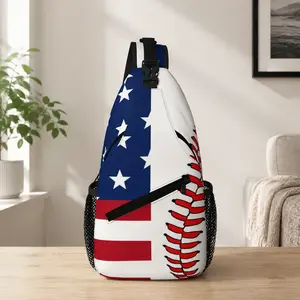 [Made in US] American Flag & Baseball Design Crossbody Chest Bag High-Density