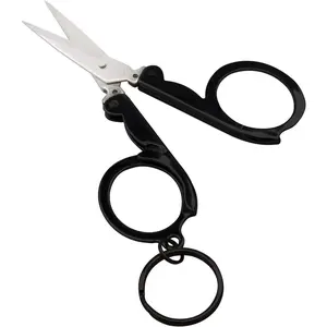 Mini Folding Scissors Keychain - Stainless Steel Portable & Foldable Travel Cutter Pocket Key Ring - Small Key Chain, Scissor Tool for Crafting, Emergency, Survival, Camping & Outdoors (1)