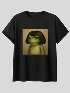 Funny Frog Comfortable T-Shirt, Casual Breathable Short Sleeve, Summer Fashion, Unisex, Fun Pattern, Perfect Gift Choice, Fitted Style