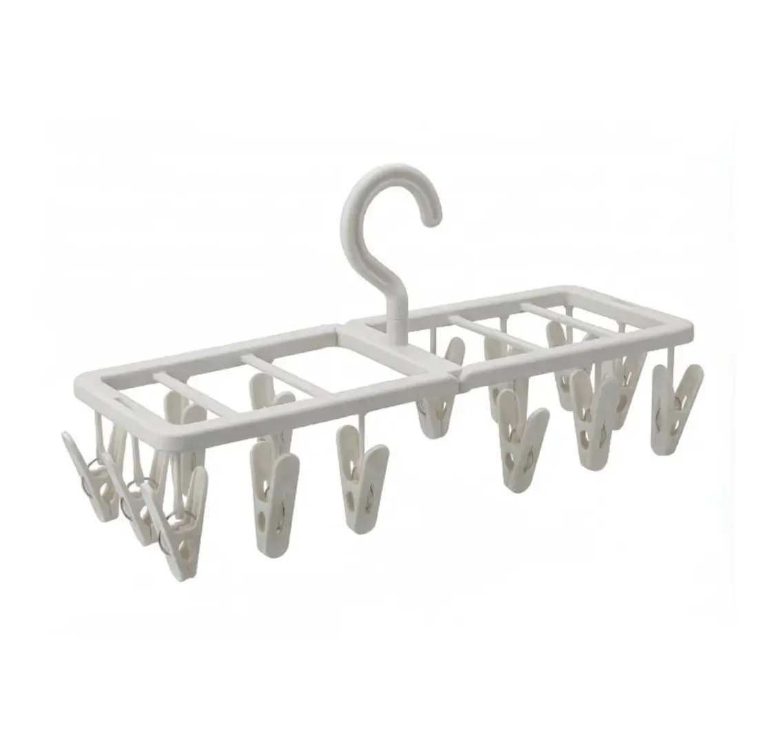 Foldable Multi Clip Clothes Drying Hanger
