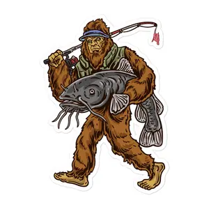 Catfish Fishing Sticker , Bigfoot Fishing Sticker , Fishing Sticker , Fishermen Sticker , Fishing Decal , Bigfoot Decal , Bigfoot Sticker