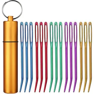 15Pcs Yarn Needles, Tapestry Needle Darning Needle Large Eye for Crochet, Darning Needles for Crochet Accessories with Aluminum Storage Tube