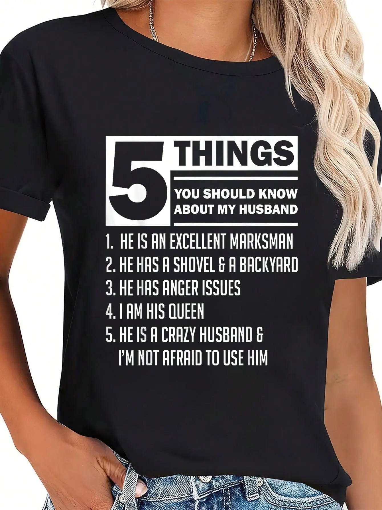 100% Cotton 5 Things You Should Know About My Husband Marriage T-Shirt