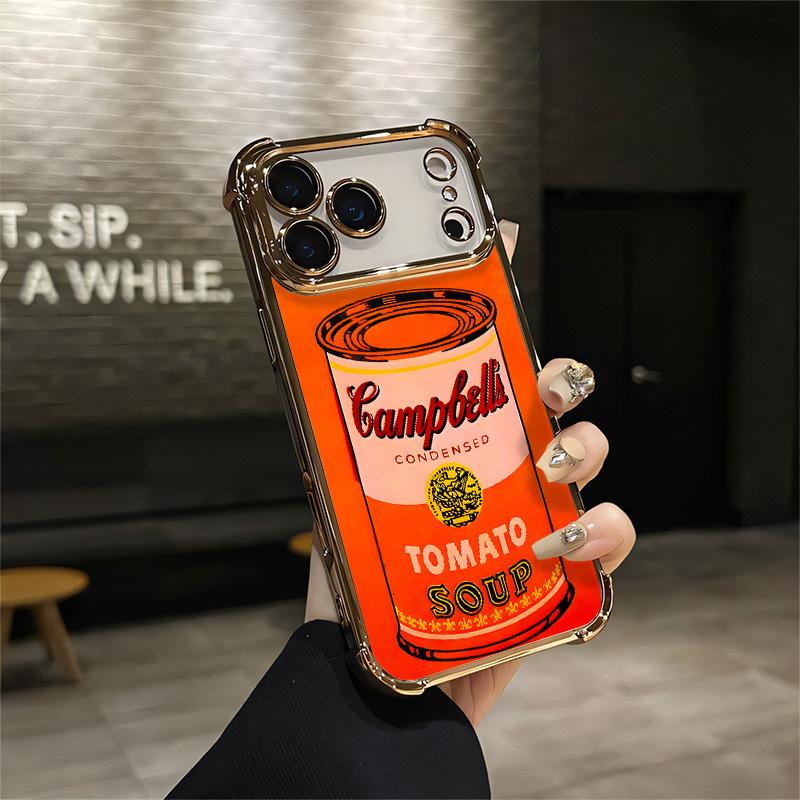 Andy Warhol Campbell's Tomato Soup Pop Art Phone Case Gold Electroplated  For IPhone 17 16 15
