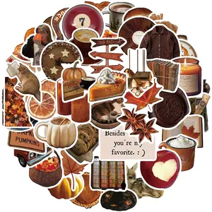 50 PCS Fall Stickers Cute Leaf Thanksgiving Stickers for Kids Teens Adult Laptop Scrapbooking Water Bottles Envelopes Harvest Party Favors Gifts