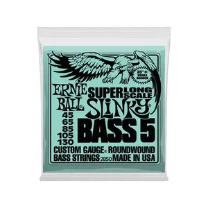 Ernie Ball Bass 5 Slinky Super Long Scale Electric Bass Strings - 45-130 Gauge
