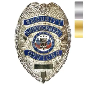 Deluxe Gold Badge Shield Costume Prop for Cosplay & Events - Security Guard Style Costume Pin – Metal Uniform Accessory, Security Style Uniform Accessory, Deluxe Security Style Costume Emblem
