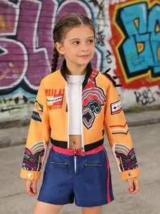 Girls' Halloween Costume Set, Witch Role-Playing, Dress Up Costume, Teenage Girls Trendy Cosplay Three-Piece, Racing Patch Design, Party Wear