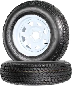 GARVEE ST205/75D14 Trailer Tires, 5 Lug on 4.5" , 6PR Load Range C, 14in Fuel-saving Designed Trailer Tires 205 75 14 for Travel/Camper/Landscape/Cargo/Utility/Boat/Horse/Farm/Hauler Trailer