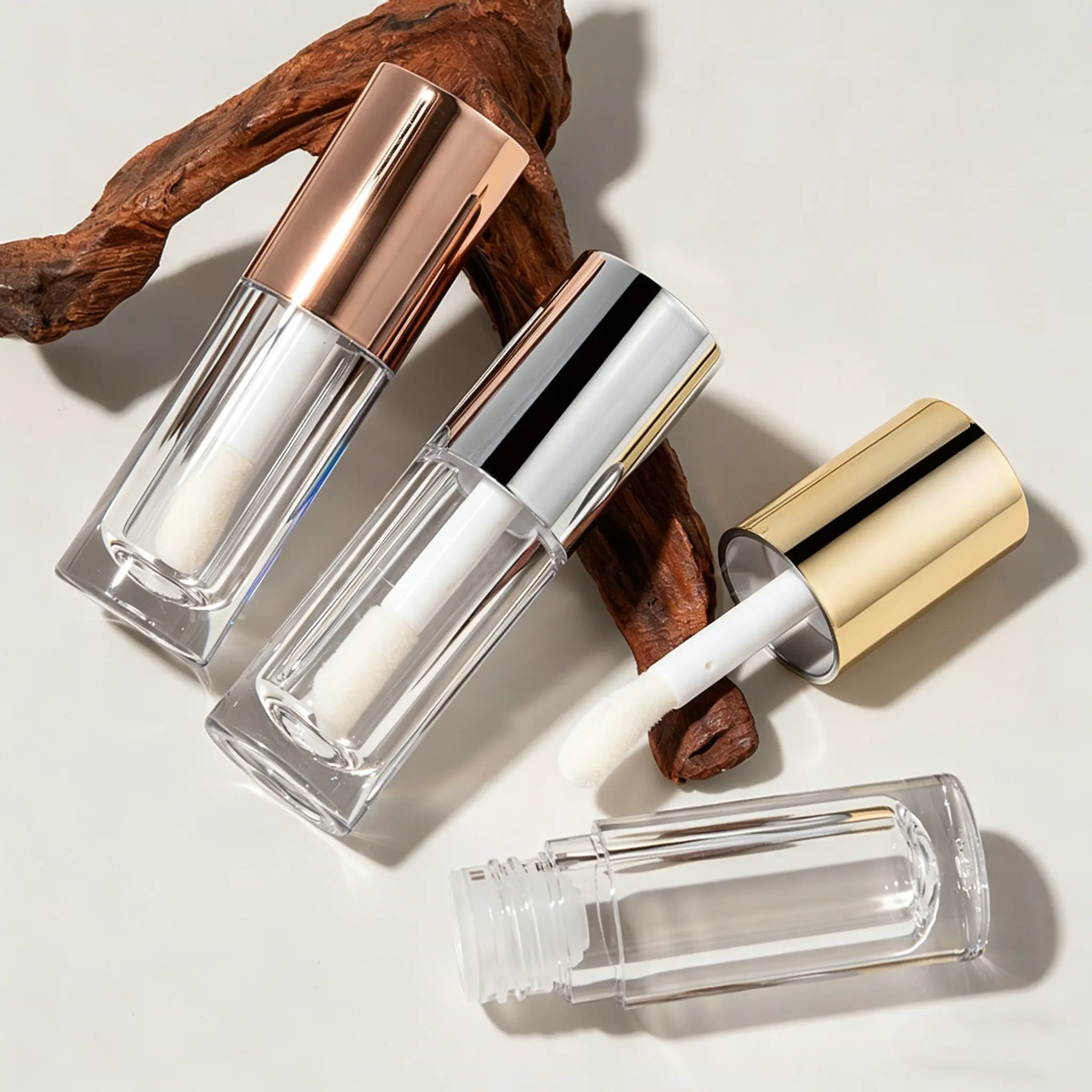 6.5ml Empty Plastic Lip Gloss Refill Bottles & Jars - Home Supplies with Chunky Tips, Gold Silver Rose Gold Cosmetic Containers for Home Organizer, Carton Packaged Lip Gloss Tube