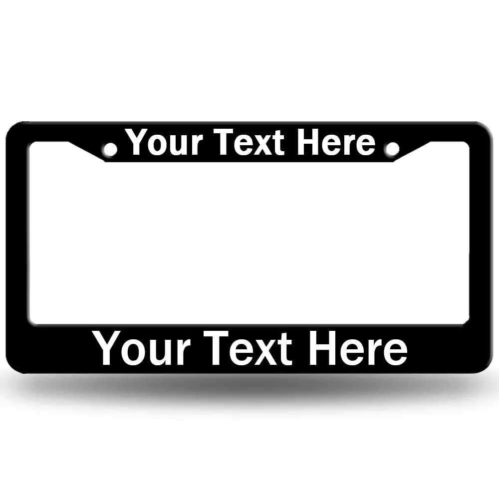 Customized License Plate Frame, Add Your Text/Photo/Logo/Design Personalized Custom Black License Plate Frame, License Plate Holder, Metal Chrome Car Plate Frame 6.3x12.2 inches