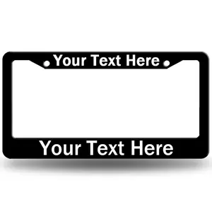 Customized License Plate Frame, Add Your Text/Photo/Logo/Design Personalized Custom Black License Plate Frame, License Plate Holder, Metal Chrome Car Plate Frame 6.3x12.2 inches