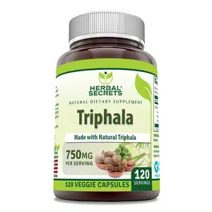 Herbal Secrets Triphala Supplement | 750 Mg | 120 Veggie Capsules | Non-GMO | Gluten-Free | Made in USA