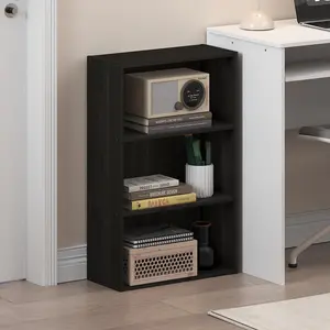 3-Tier Compact Look Bookcase, Cube Storage Unit with 3 Shelves, 7x17x26 in, for Living Room, Home Office, Espresso, Three Shelves Stackable Bookshelf Wall Corner Bookshelf
